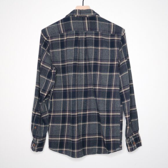 Grayers Heritage Flannels Mens Button Up Shirt Medium Gray Plaid Blue Thick Cozy - Picture 2 of 9